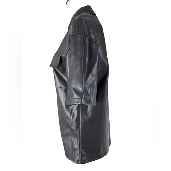 Topshop Black faux Leather Short Sleeve Jacket - Picture 6 of 7